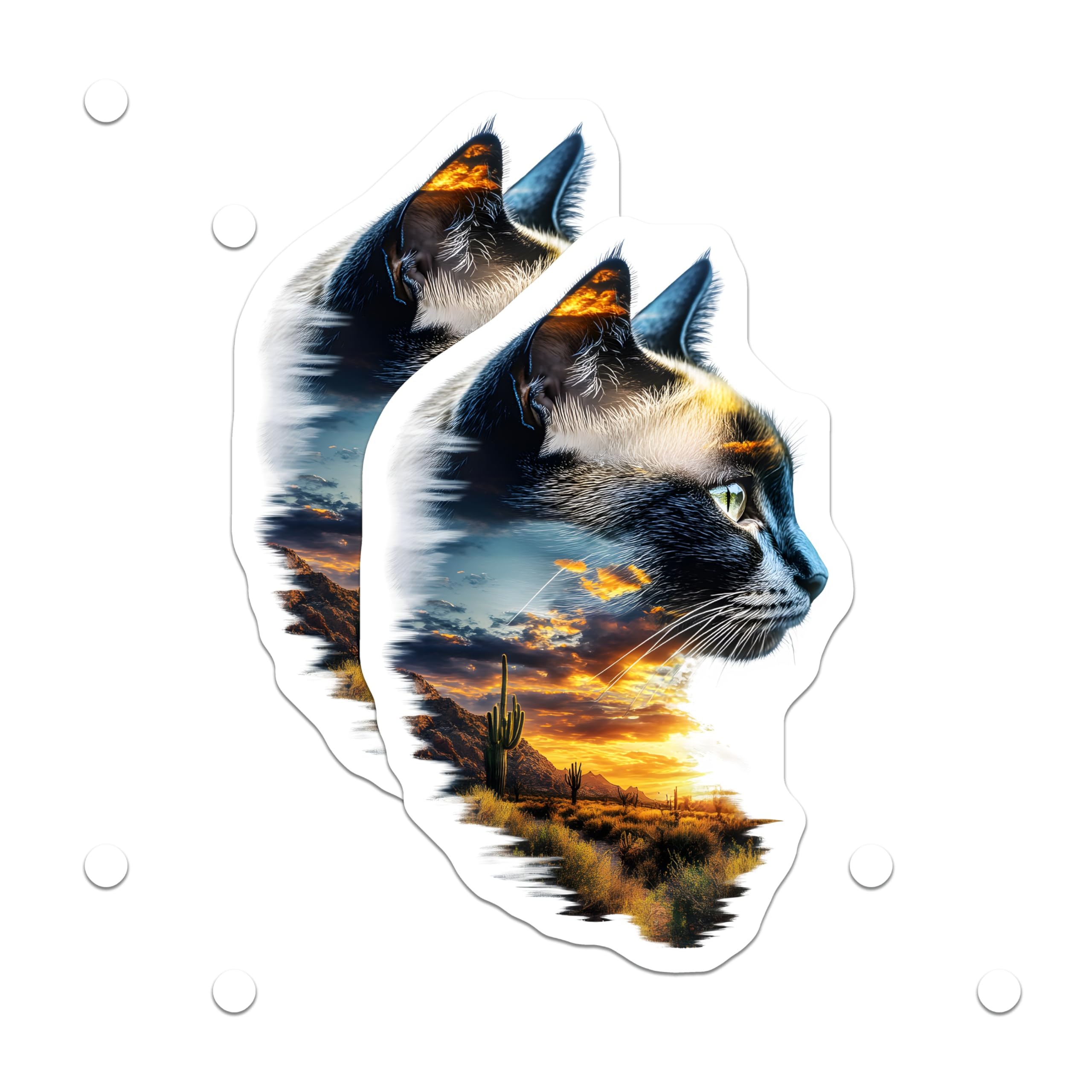 (2 Pack) Cat Sunset Magnets - Desert Sky Feline - Fridge Home Decor Magnets - 5" On Longest Side - Premium Magnet - for Cars, Refrigerators, Toolboxes, Lockers - Made in USA - MAG14467