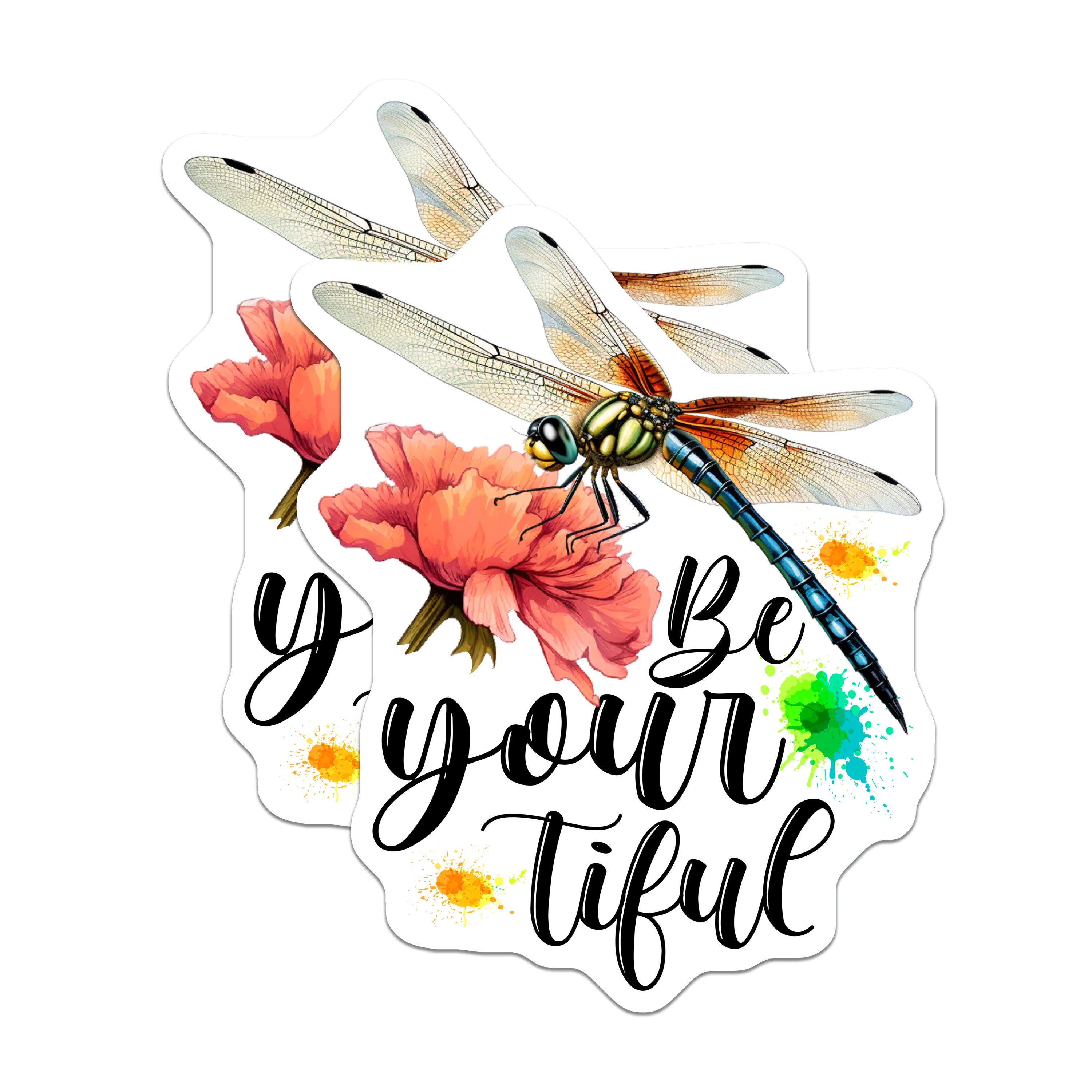 (2 Pack) Inspirational Dragonfly Magnets - Be You Be Beautiful - Motivational Fridge Decor - 5 Inches On Longest Side - Thick Durable Magnet - Made in USA - MAG39533