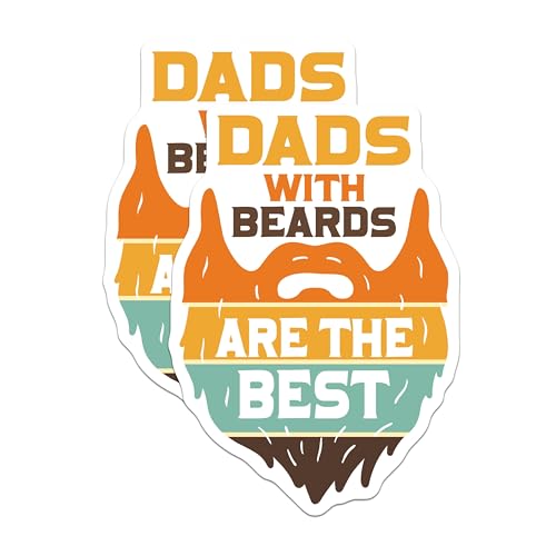 (2 Pack) Dads with Beards Stickers - Beard Dad Sticker - Best Dad Ever Stickers - 5" On Longest Side - Sticks to Smooth Flat Surfaces - Made in USA - BMCS6013