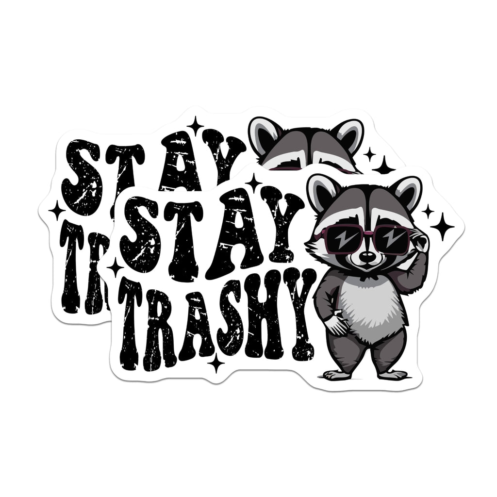 (2 Pack) Stay Trashy Magnets - Funny Racoon Magnets - Cute Animal Magnets for Home or Office - 5" On Longest Side - for Cars, Refrigerators, Toolboxes, Lockers - Made in USA MAG3568