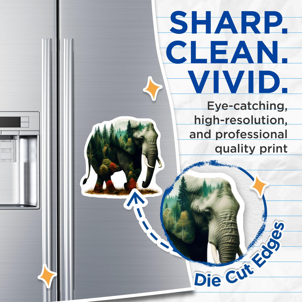 (2 Pack) Elephant Landscape Magnets - Forest Animal Decor - Nature Fridge Magnets - 5" On Longest Side - Premium Magnet - for Cars, Refrigerators, Toolboxes, Lockers - Made in USA - MAG15015