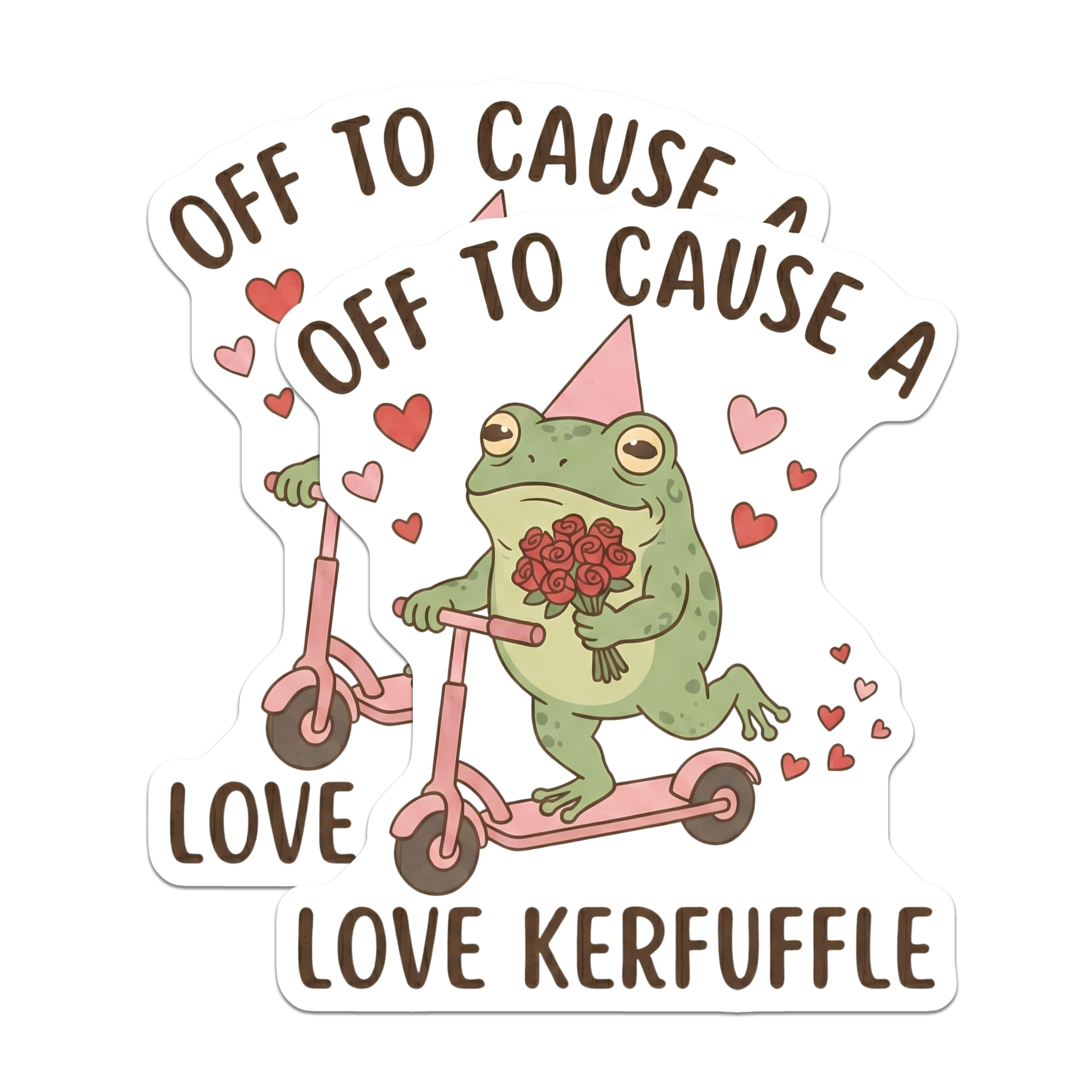 (2 Pack) Frog On Scooter Magnets - Love Kerfuffle Meme - Cute Froggy Gift - 5" On Longest Side - Premium Magnet - for Cars, Refrigerators, Toolboxes, Lockers - Made in USA - MAG16838