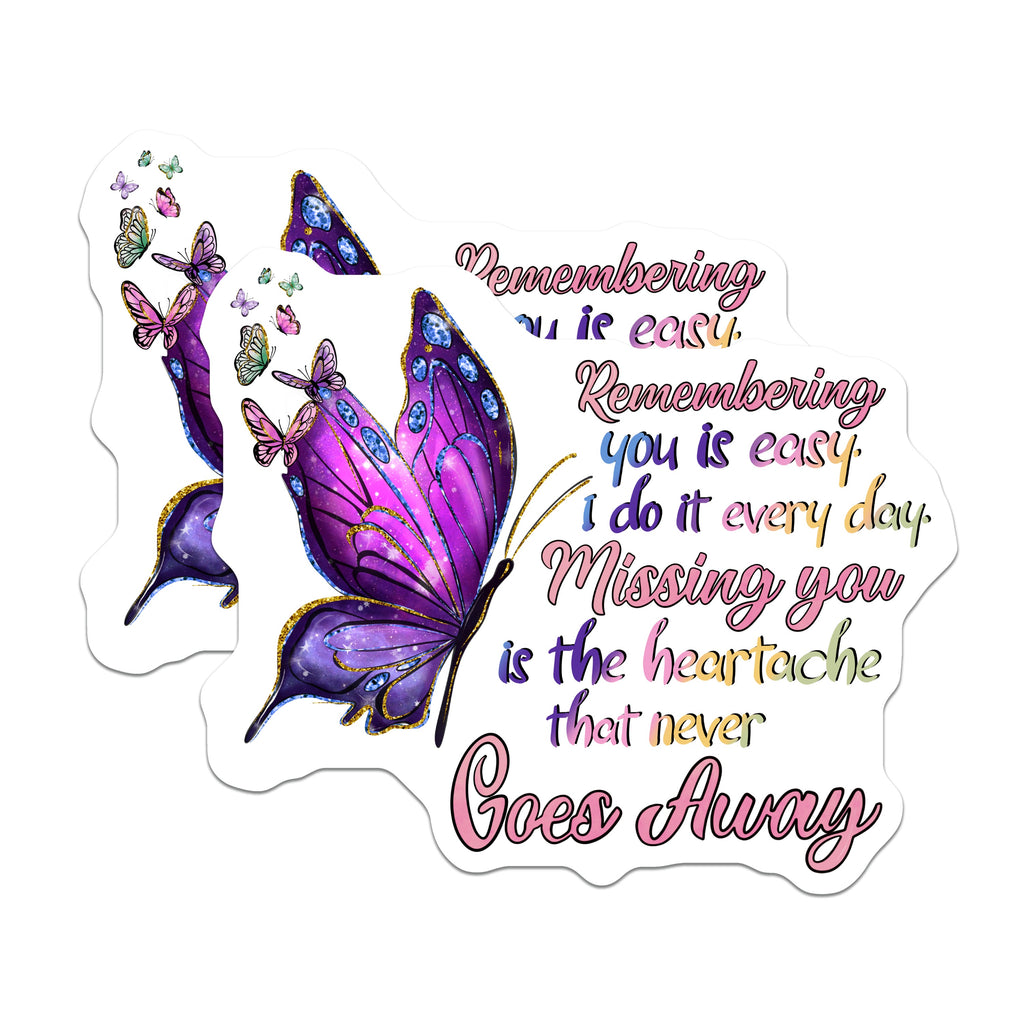 (2 Pack) Remembrance Butterfly Magnets - Sympathy Loved One - in Memory Heartache Quote - Comforting Keepsake - 5 Inches On Longest Side - Thick Durable Magnet - Made in USA - MAG39323