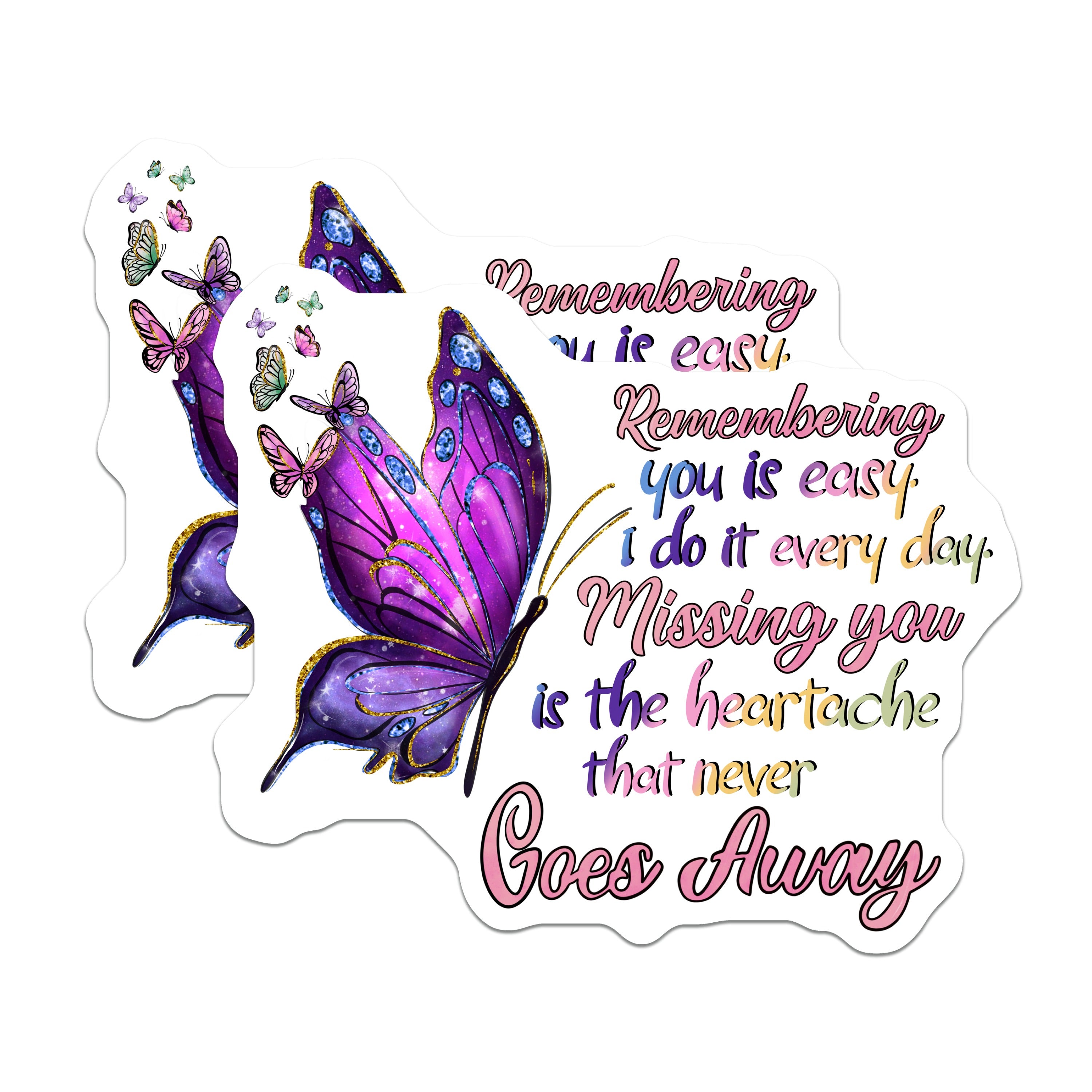 (2 Pack) Remembrance Butterfly Magnets - Sympathy Loved One - in Memory Heartache Quote - Comforting Keepsake - 5 Inches On Longest Side - Thick Durable Magnet - Made in USA - MAG39323