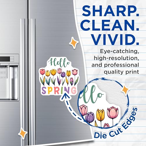 (2 Pack) Hello Spring Magnets - Floral Art Decor - 5" On Longest Side - for Cars, Fridges, Toolboxes - Made in USA - MAG8010