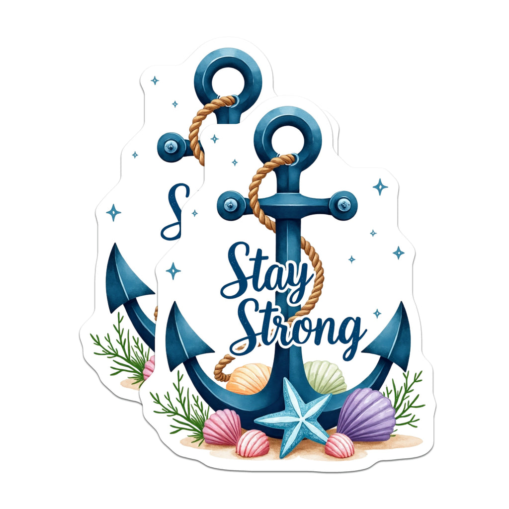 (2 Pack) Stay Strong Anchor Magnets - Inspirational Nautical Decor - Ocean Theme Hope Art - Coastal Beach Lover - Refrigerator Locker - 5" - Durable Magnet - Made in USA - MAG37630