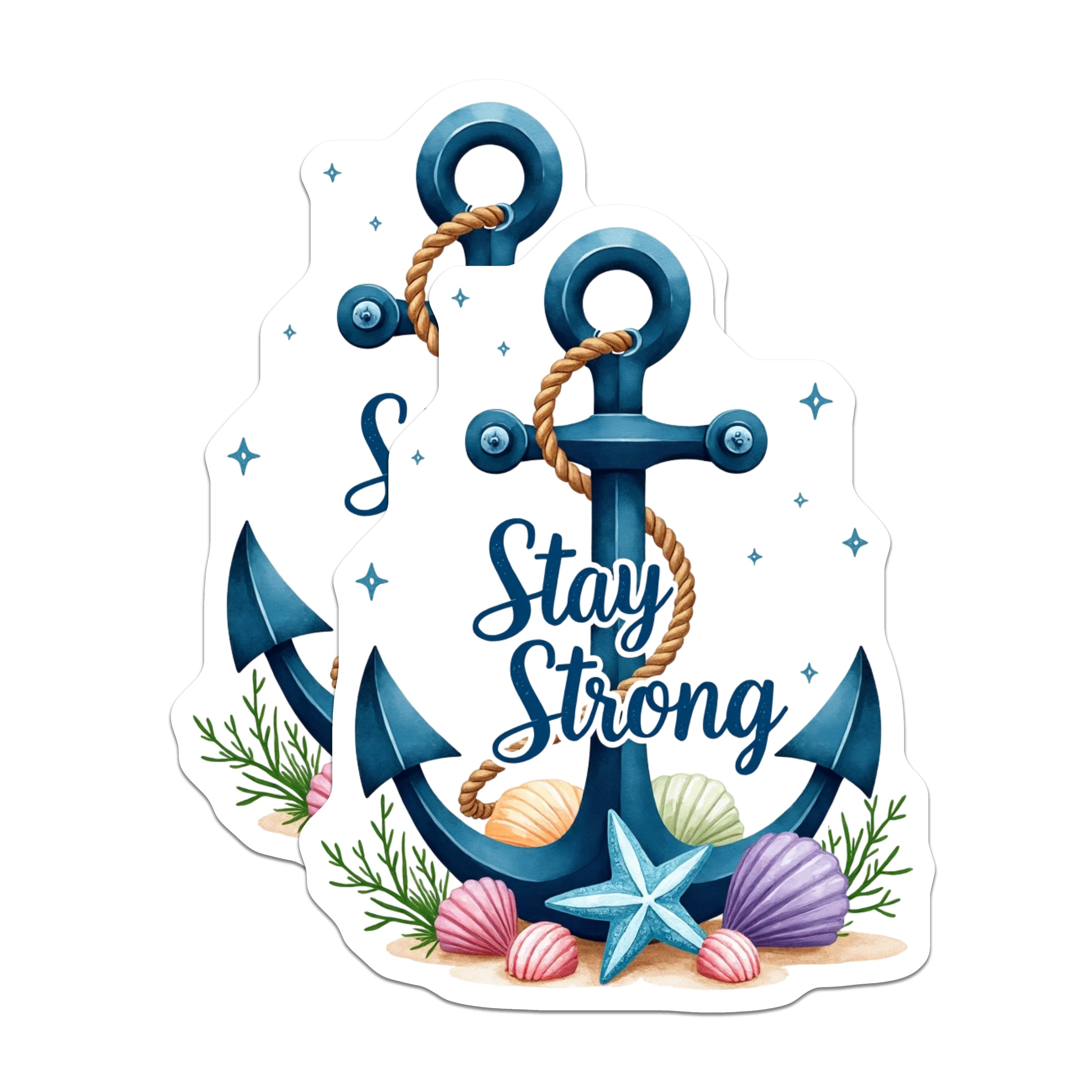 (2 Pack) Stay Strong Anchor Magnets - Inspirational Nautical Decor - Ocean Theme Hope Art - Coastal Beach Lover - Refrigerator Locker - 5" - Durable Magnet - Made in USA - MAG37630