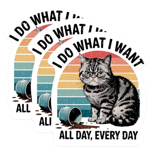 (3 Pack) Grumpy Cat Decals - Funny Cat Saying - Sarcastic Kitty Laptop Decals - 3 Inches On Longest Side - Easy Peel & Apply - Made in USA - 3MCS1108
