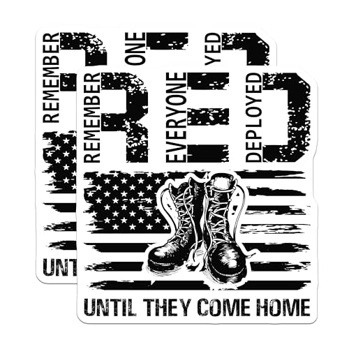 (2 Pack) Remember Everyone Deployed Stickers - Military Support Decal - Patriotic Boot Flag Sticker - 5" On Longest Side - Sticks to Smooth Flat Surfaces - Made in USA - BMCS5530
