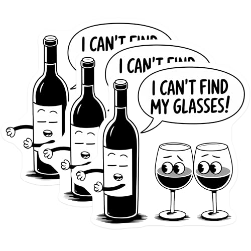 (3 Pack) Wine Decals - Funny Wine Lover - Laptop Decals - 3 Inches On Longest Side - Easy Peel & Apply - Made in USA - 3MCS6394