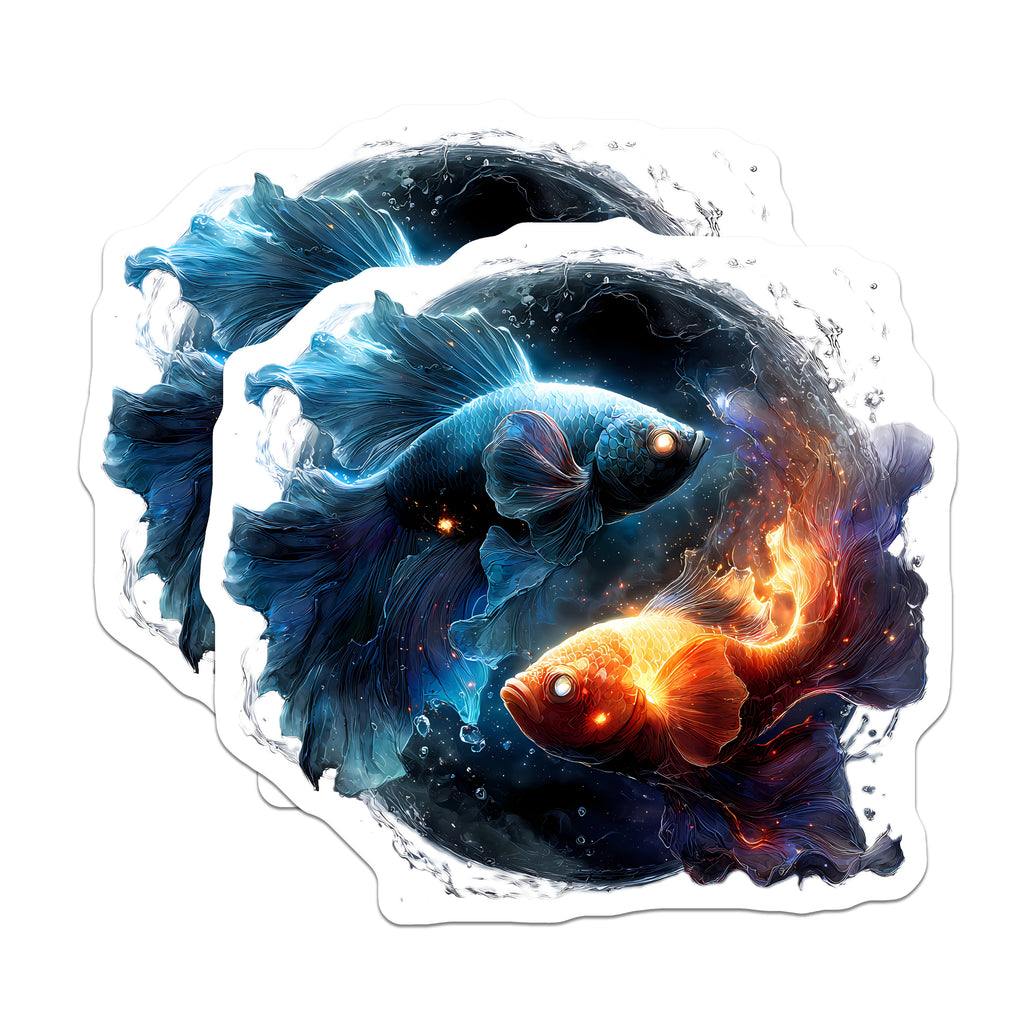 (2 Pack) Cosmic Betta Fish Magnets - Yin Yang Celestial Fridge Decor - Spiritual Balance Art Home Accessory - 5 Inches On Longest Side - Thick Durable Magnet - Made in USA - MAG39874