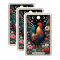 (3 Pack) Rooster Tarot Card Decals - Floral Chicken - Laptop Decals - 3 Inches On Longest Side - Easy Peel & Apply - Made in USA - 3MCS4258
