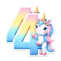 (2 Pack) Unicorn Number 4 Magnets - Fourth Birthday Party Decor - Cute Unicorn Magnets - 5" On Longest Side - Premium Magnet - for Cars, Refrigerators, Toolboxes, Lockers - Made in USA - MAG15725