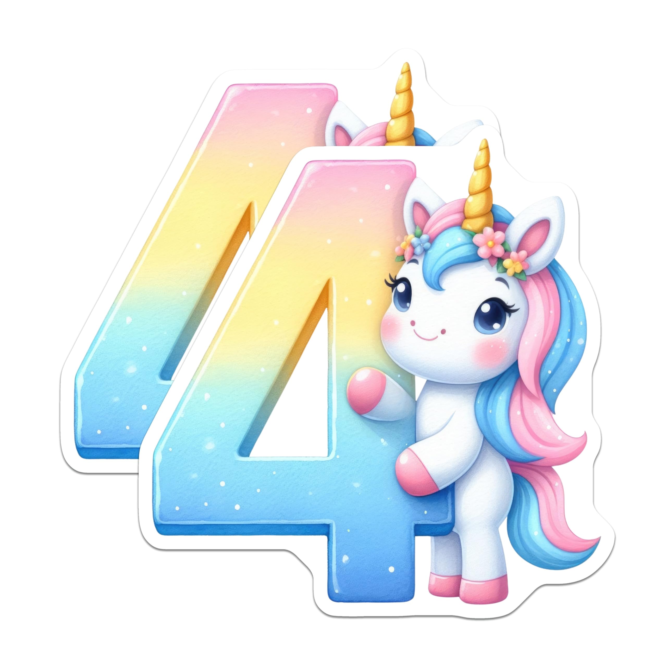 (2 Pack) Unicorn Number 4 Magnets - Fourth Birthday Party Decor - Cute Unicorn Magnets - 5" On Longest Side - Premium Magnet - for Cars, Refrigerators, Toolboxes, Lockers - Made in USA - MAG15725