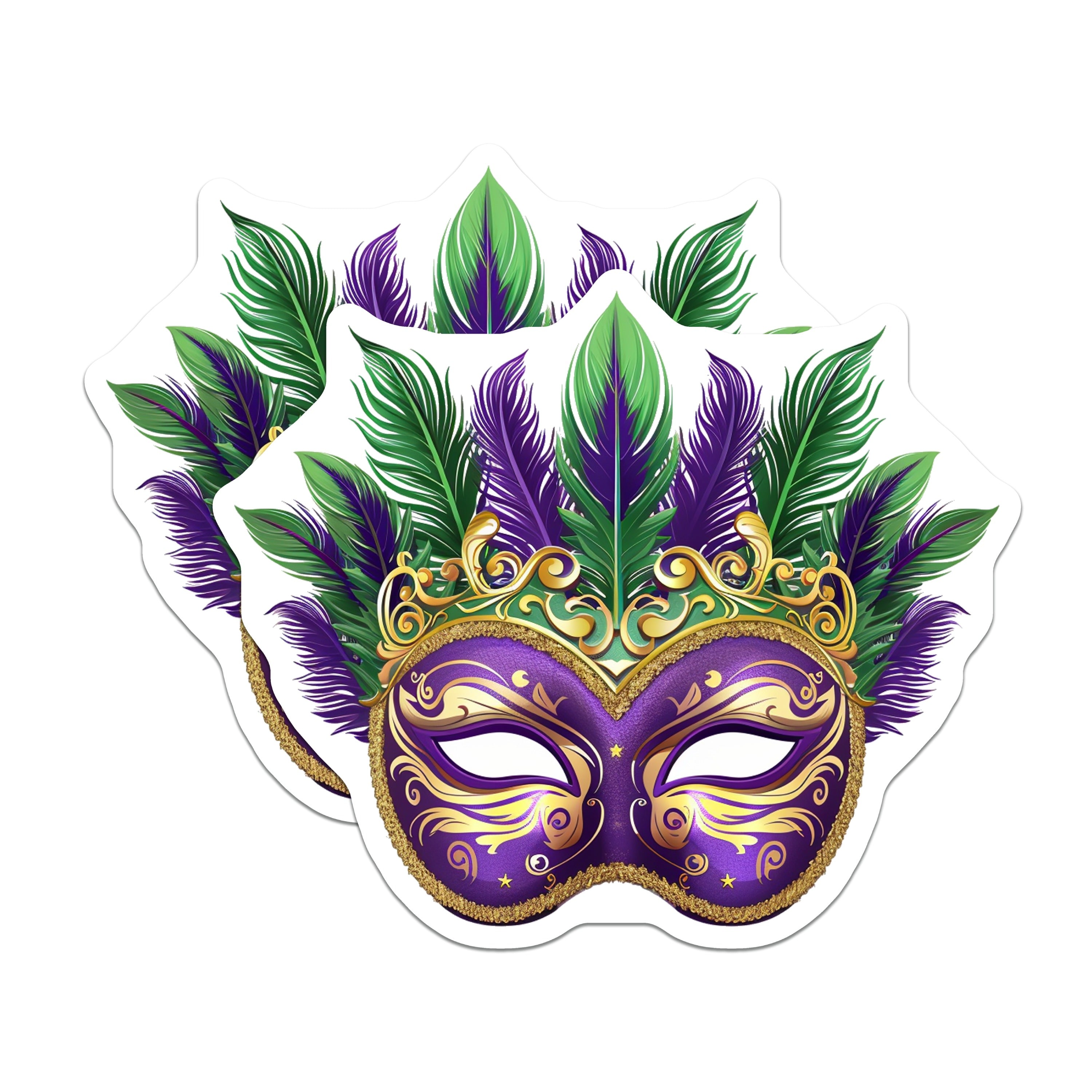(2 Pack) Mardi Gras Mask Magnets - New Orleans Decor - Festival Party Masquerade Art - 5 Inches On Longest Side - Thick Durable Magnet - Made in USA - MAG36504