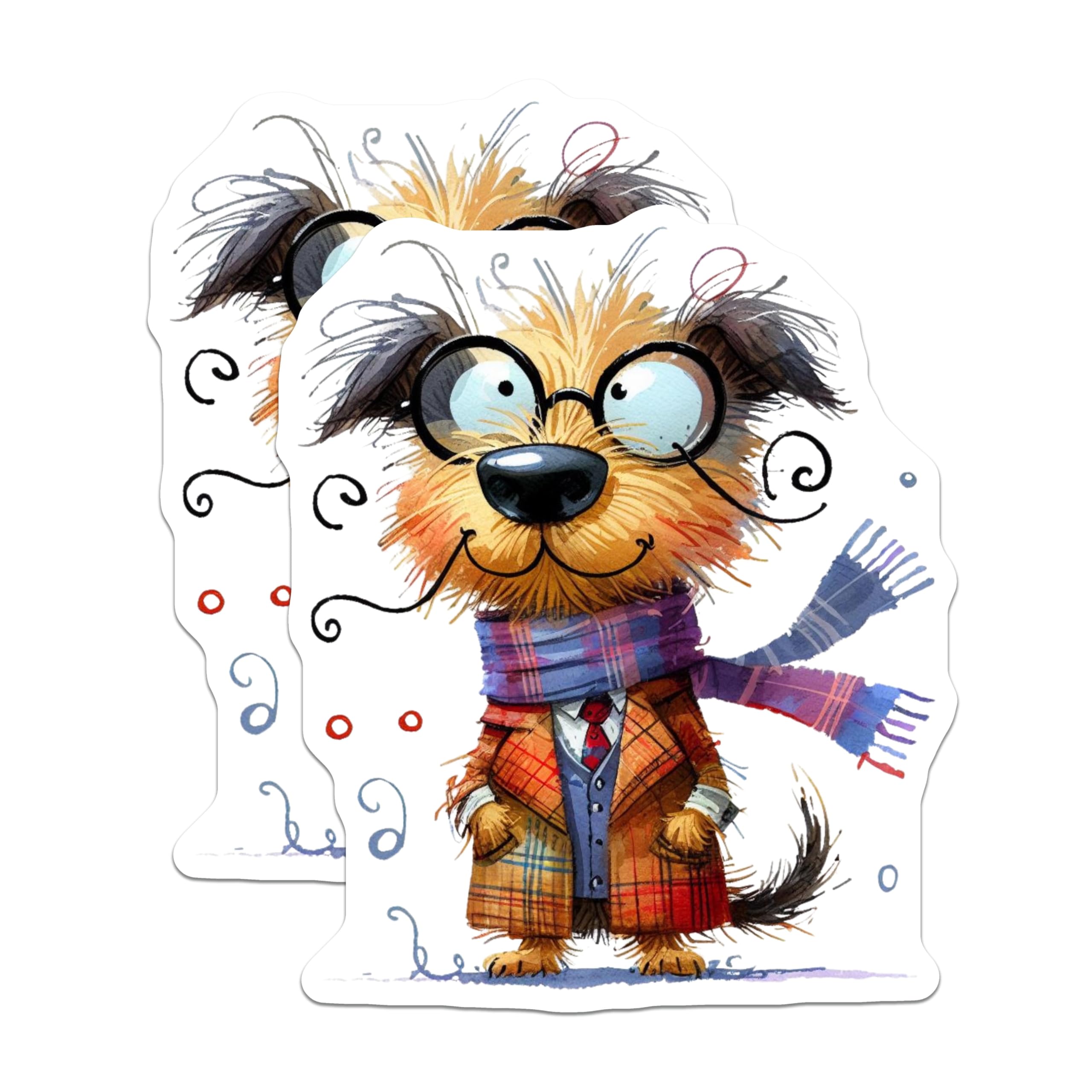 (2 Pack) Smart Dog Magnets - Intellectual Pup Art - Academic Aesthetic - Teacher Student Fridge Decor - 5 Inches On Longest Side - Thick Durable Magnet - Made in USA - MAG28351