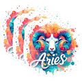(3 Pack) Aries Zodiac Decals - Horoscope Astrology - Ram Symbol Stickers- 3 Inches On Longest Side - Easy Peel & Apply - Made in USA - 3MCS5989