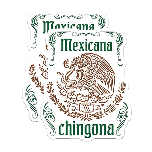 (2 Pack) Mexicana Chingona Stickers - Mexican Inspired Decals - Latin Pride Vinyl Stickers - 5" On Longest Side - Sticks to Smooth Flat Surfaces - Made in USA - BMCS5768