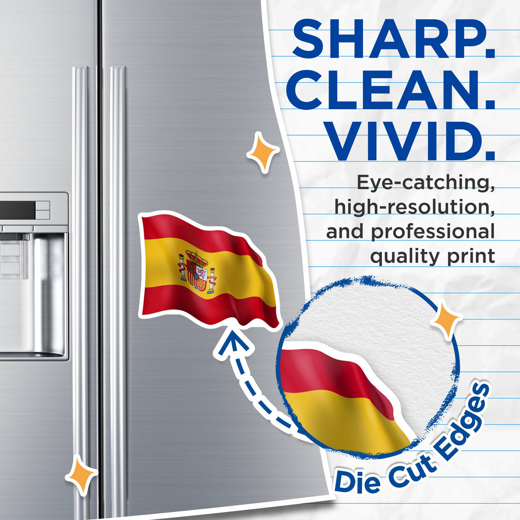 (2 Pack) Spanish Flag Magnets - España National Symbols - Refrigerator Locker Accent - 5 Inches On Longest Side - Thick Durable Magnet - Made in USA - MAG39143