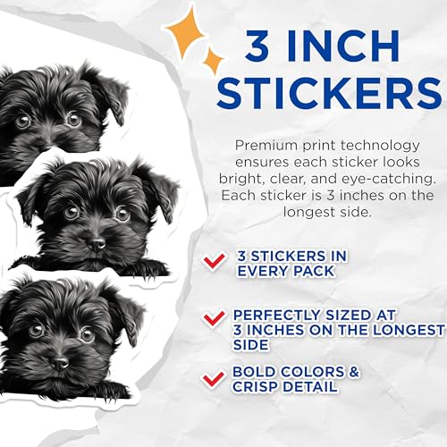 (3 Pack) Yorkshire Terrier Decals - Puppy Dog Stickers - Laptop Decals - 3 Inches On Longest Side - Easy Peel & Apply - Made in USA - 3MCS8578