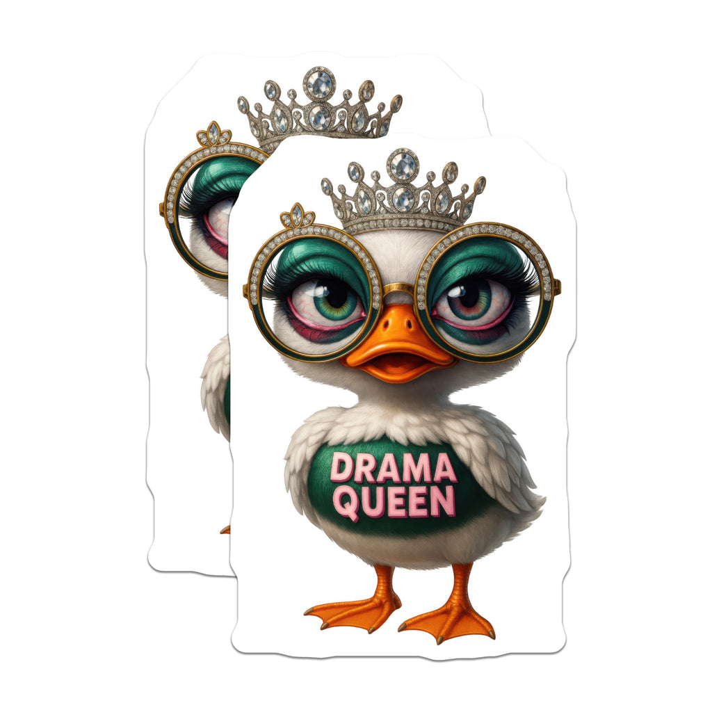 (2 Pack) Drama Queen Duck Magnets - Funny Animal Decor - Sassy Refrigerator Accent - Quirky Kitchen Art Statement - 5 Inches On Longest Side - Thick Durable Magnet - Made in USA - MAG20865