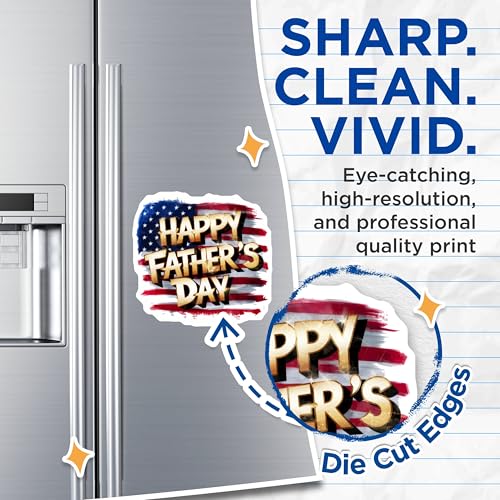 (2 Pack) Happy Fathers Day Magnets Magnets - Patriotic Design - USA Flag Decor - 5" On Longest Side - Made in USA - Sticks to Refrigerators & Metal Surfaces - MAG8823