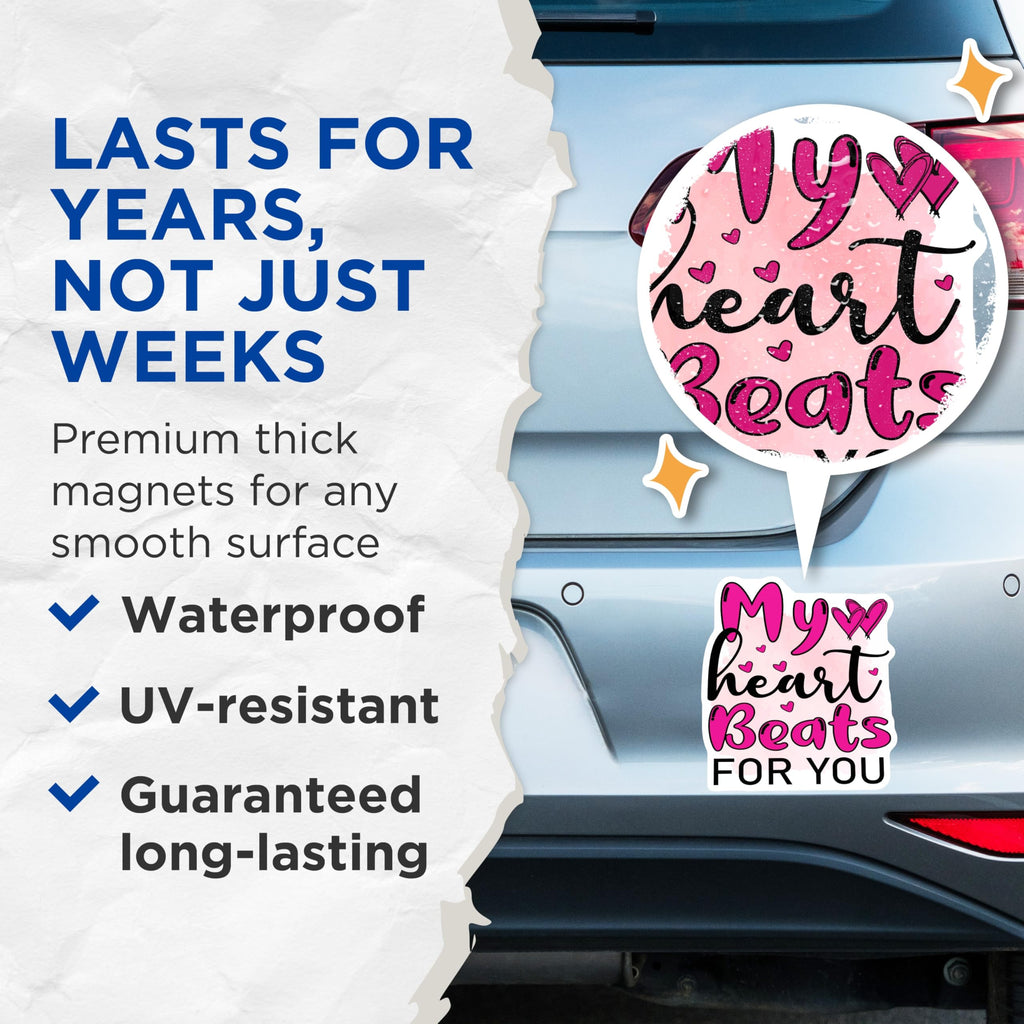 (2 Pack) My Heart Beats for You Magnets - Romantic Sentiment Decor - Heartfelt Love Expression - 5 Inches On Longest Side - Thick Durable Magnet - Made in USA - MAG20583