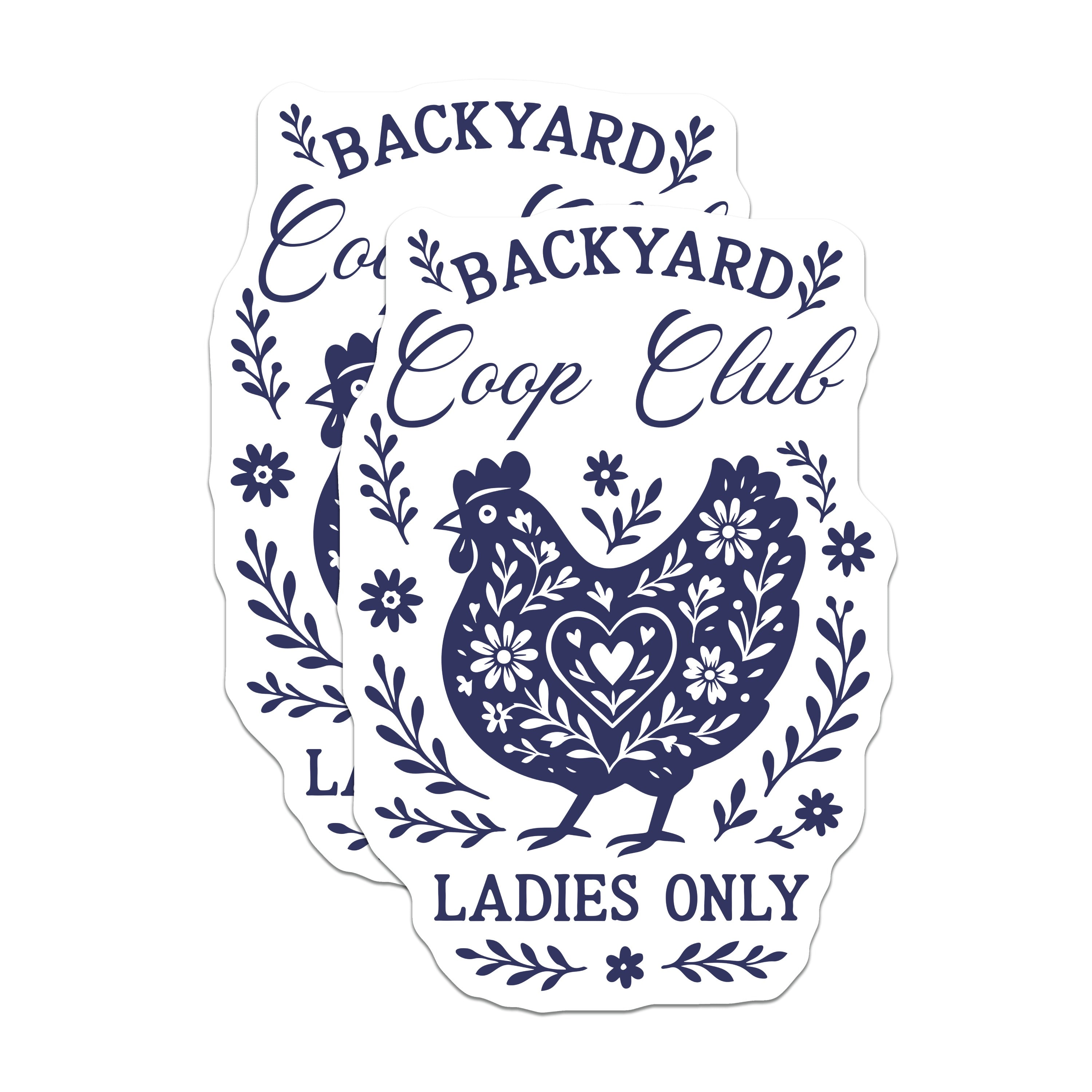 (2 Pack) Backyard Coop Club Magnets - Farmhouse Decor Hen Owners - Ladies Only Refrigerator Art - 5 Inches On Longest Side - Thick Durable Magnet - Made in USA - MAG38126