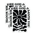 (2 Pack) Bloom Where God Plants You Stickers - Inspirational Flower Stickers - Motivational Quote Stickers - 5" On Longest Side - Sticks to Any Smooth Flat Surface - Made in USA - BMCS3098