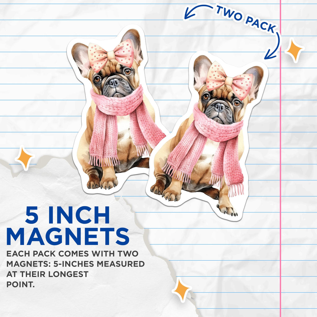 (2 Pack) Dog Lover French Bulldog Magnets - Cute Pet Magnet - Animal Themed Refrigerator Magnet - 5" On Longest Side - for Cars, Refrigerators, Toolboxes, Lockers - Made in USA BMCS3470