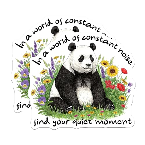 (2 Pack) Panda Zen Stickers - Inspirational Quote - Nature Scene - 5" On Longest Side - Sticks to Smooth Flat Surfaces - Made in USA - BMCS9959