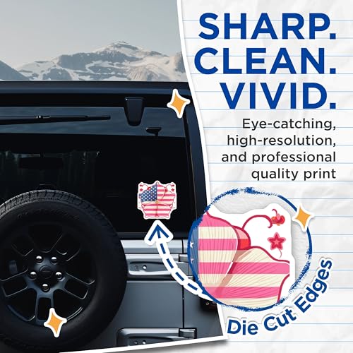 (2 Pack) American Flag Flower Stickers - Patriotic Flower Decal - USA Flag Sticker for Independence Day - 5" On Longest Side - Sticks to Smooth Flat Surfaces - Made in USA - BMCS8972