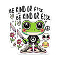 (2 Pack) Be Kind Or Else Stickers - Cute Frog Artwork - Motivational Quote Decal - 5" On Longest Side - Sticks to Smooth Flat Surfaces - Made in USA - BMCS7604