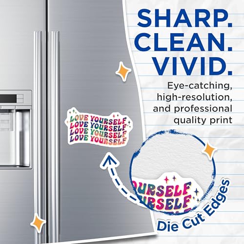 (2 Pack) Love Yourself Magnets - Motivational Phrase - Positive Affirmation - Inspirational Quote - 5" On Longest Side - for Cars, Refrigerators, Toolboxes, Lockers - Made in USA BMCS3230