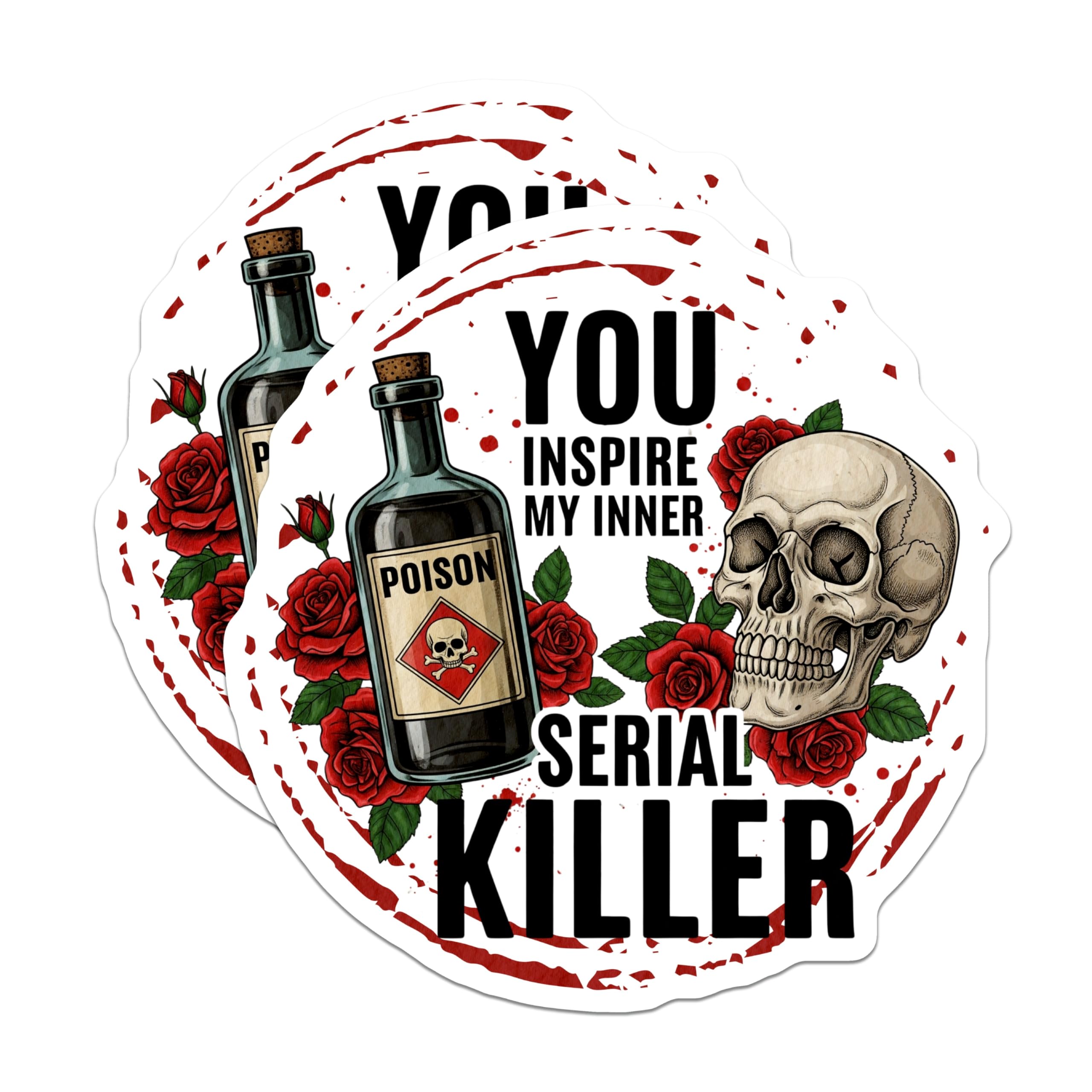 (2 Pack) Serial Killer Magnets - Inner Serial Killer Decor - Skull and Poison Magnets - 5" On Longest Side - Premium Magnet - for Cars, Refrigerators, Toolboxes, Lockers - Made in USA - MAG14270