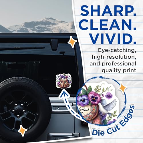 (2 Pack) Wanderlust Vibes Stickers - 5" On Longest Side - Sticks to Smooth Flat Surfaces - Made in USA - BMCS8836 - BMCS8836