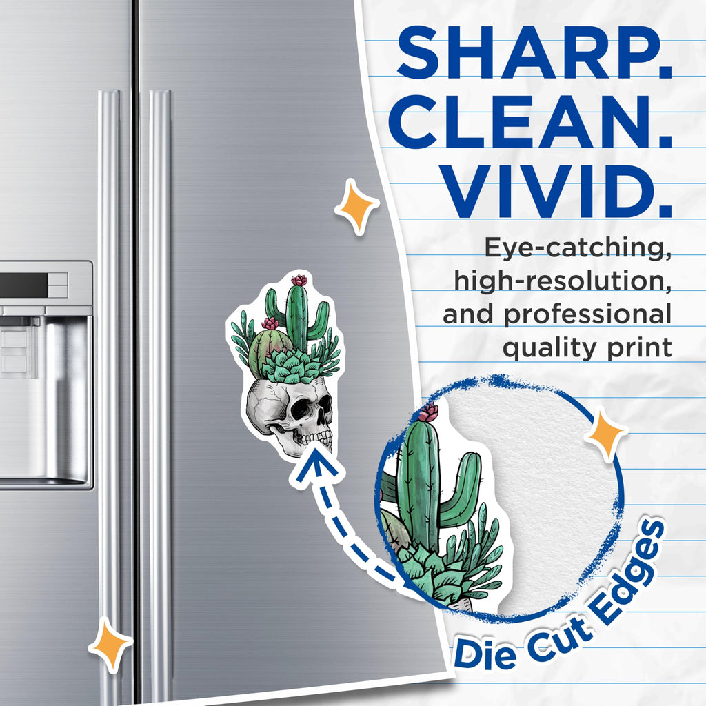 (2 Pack) Skull Cactus Magnets - Goth Decor - Spooky Kitchen - Unique Magnets - 5" On Longest Side - Premium Magnet - for Cars, Refrigerators, Toolboxes, Lockers - Made in USA - MAG17911