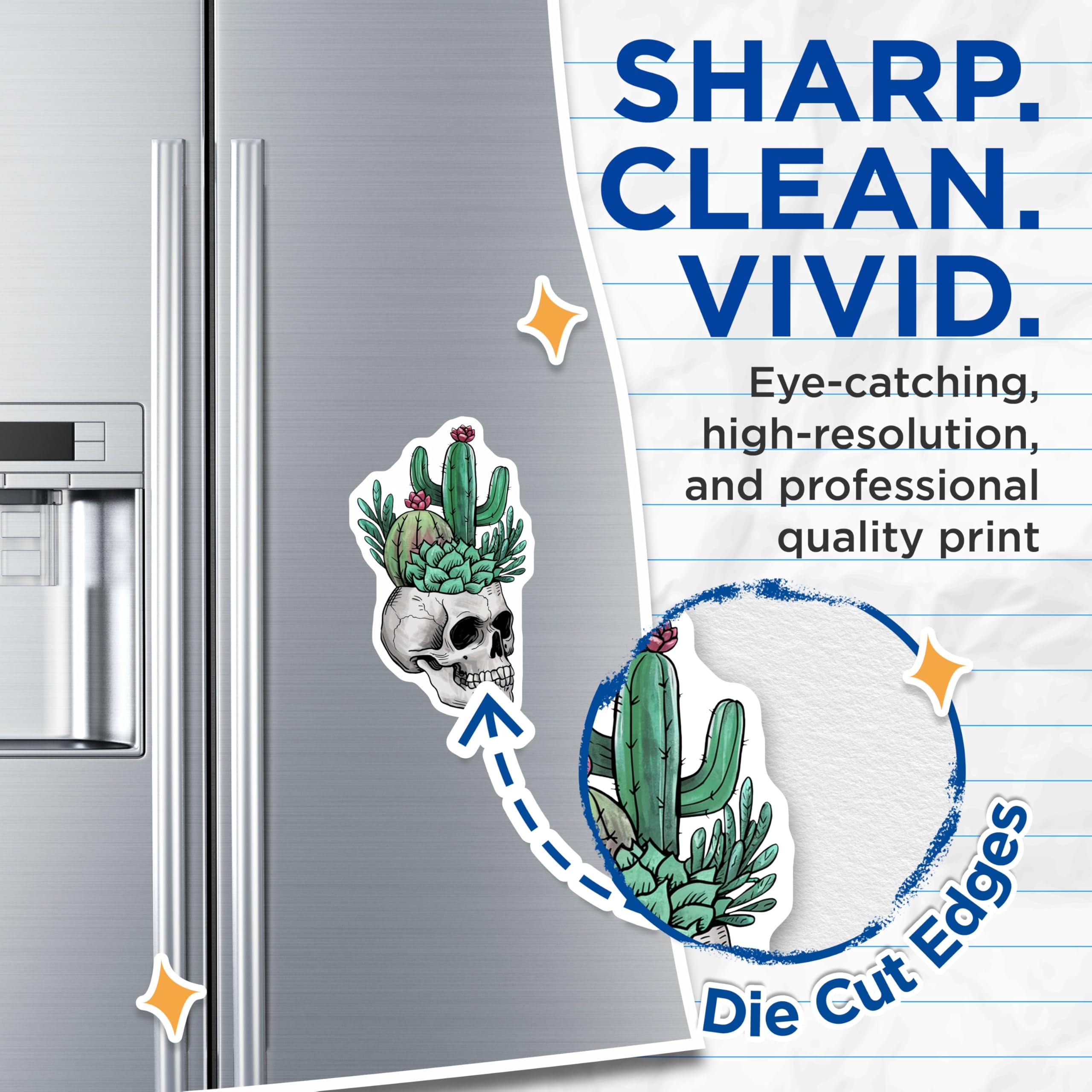 (2 Pack) Skull Cactus Magnets - Goth Decor - Spooky Kitchen - Unique Magnets - 5" On Longest Side - Premium Magnet - for Cars, Refrigerators, Toolboxes, Lockers - Made in USA - MAG17911