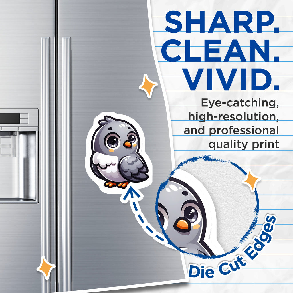 (2 Pack) Cute Bird Magnets - Kawaii Animal Fridge Decor - Chibi Pigeon Locker Magnet - Adorable Nursery Room Accessories for Kids - 5" - Durable Magnet - Made in USA - MAG37988