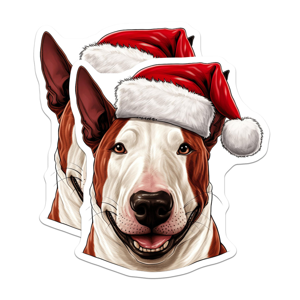 (2 Pack) Bull Terrier Magnets - Christmas Dog Decor - Holiday Pet Lover - 5 Inches On Longest Side - Thick Durable Magnet - Made in USA - MAG28023