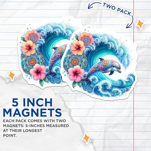 (2 Pack) Ocean Decor Magnet - 5" On Longest Side - Sticks to Smooth Flat Surfaces - Made in USA - MAG9487