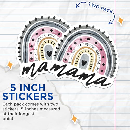 (2 Pack) Mama Rainbow Stickers - Boho Rainbow Decal - Mom Life Sticker - 5" On Longest Side - Sticks to Smooth Flat Surfaces - Made in USA - BMCS9335
