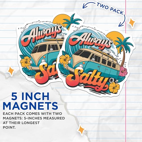 (2 Pack) Beach Life Magnet - Summer Vibes Decor - 5" On Longest Side - Sticks to Smooth Flat Surfaces - Made in USA - MAG9412