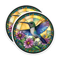 (2 Pack) Hummingbird Stained Glass Window Magnets - Vibrant Bird Art Decor - Nature Lover Kitchen Fridge Decor - 5 Inches On Longest Side - Thick Durable Magnet - Made in USA - MAG30420