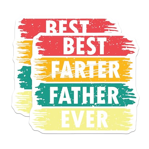 (2 Pack) Best Farter Father Ever Stickers - Funny Dad Stickers - Dad Joke Stickers - 5" On Longest Side - Sticks to Smooth Flat Surfaces - Made in USA - BMCS4710