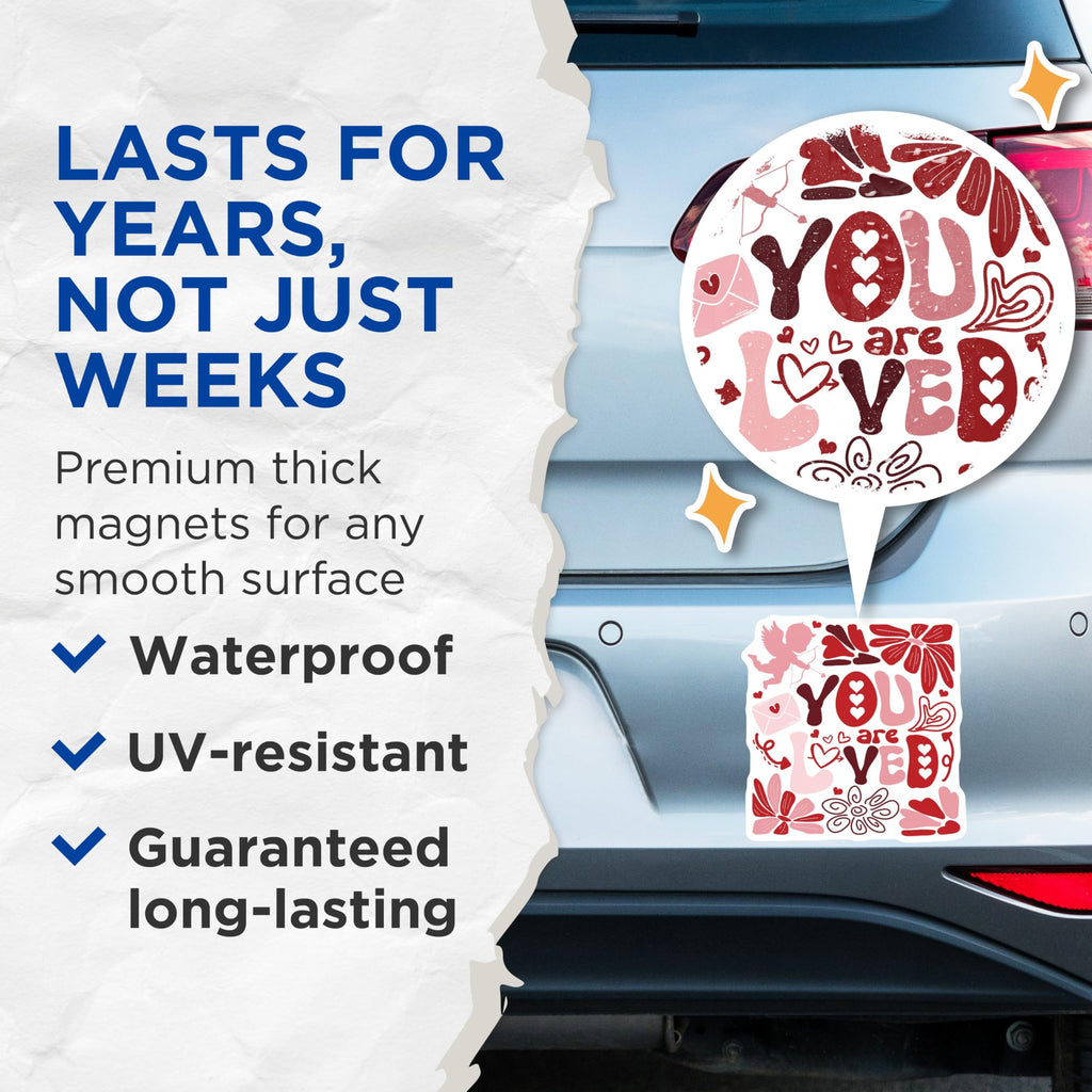 (2 Pack) You are Loved Magnets - Cupid Heart Magnets - Romantic Love Fridge Magnets Decor - 5" On Longest Side - for Cars, Refrigerators, Toolboxes, Lockers - Made in USA MAG3618