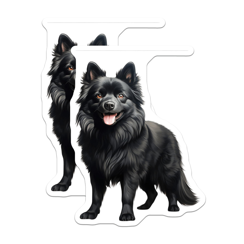 (2 Pack) Black Fluffy Dog Magnets - Pet Lover Refrigerator Decor - Schipperke Pomeranian Spitz Dog Magnets - 5 Inches On Longest Side - Thick Durable Magnet - Made in USA - MAG27083