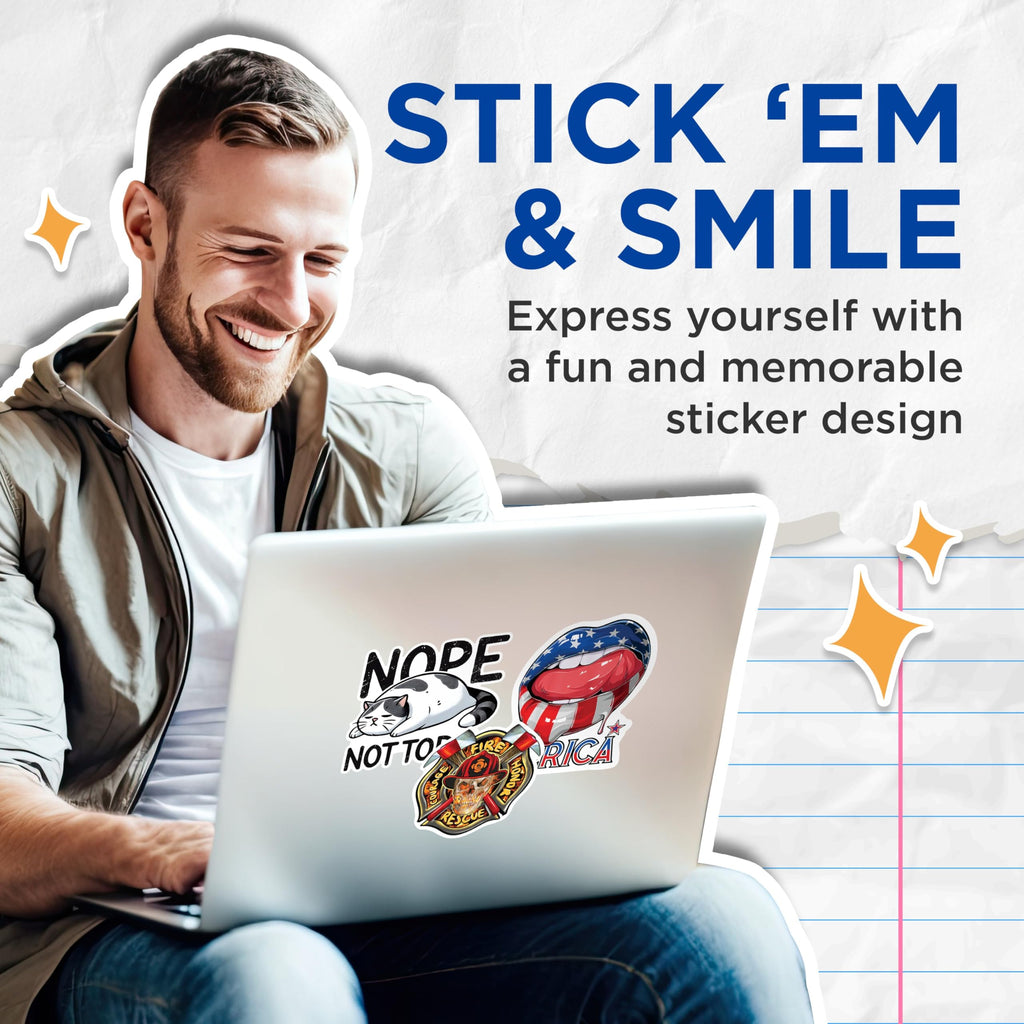 (2 Pack) Funny Cat Stickers - Nope Not Today Stickers - Lazy Cat Meme Decals - 5" On Longest Side - Sticks to Any Smooth Flat Surface - Made in USA - BMCS2785