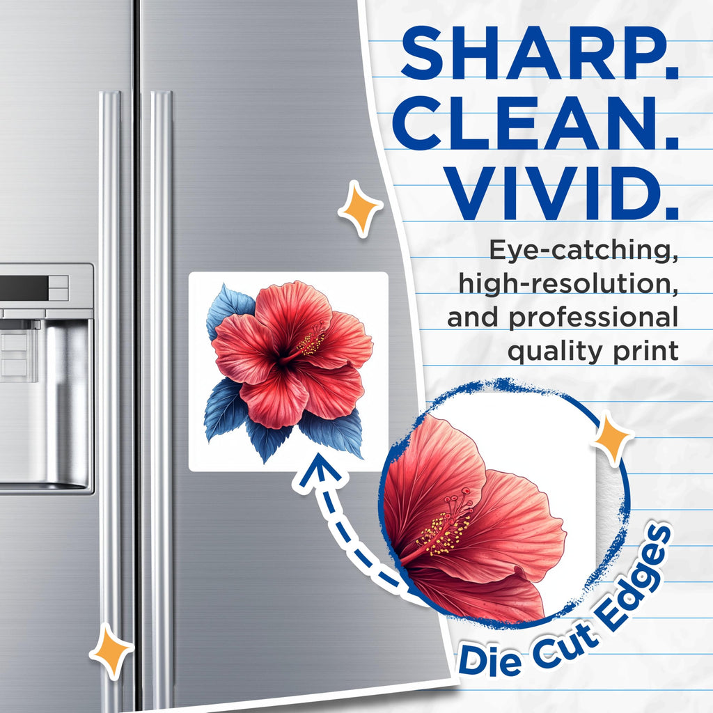 (2 Pack) Red Hibiscus Magnets - Tropical Flower Decor - Hawaiian Floral Kitchen Accessory - 5 Inches On Longest Side - Thick Durable Magnet - Made in USA - MAG26257