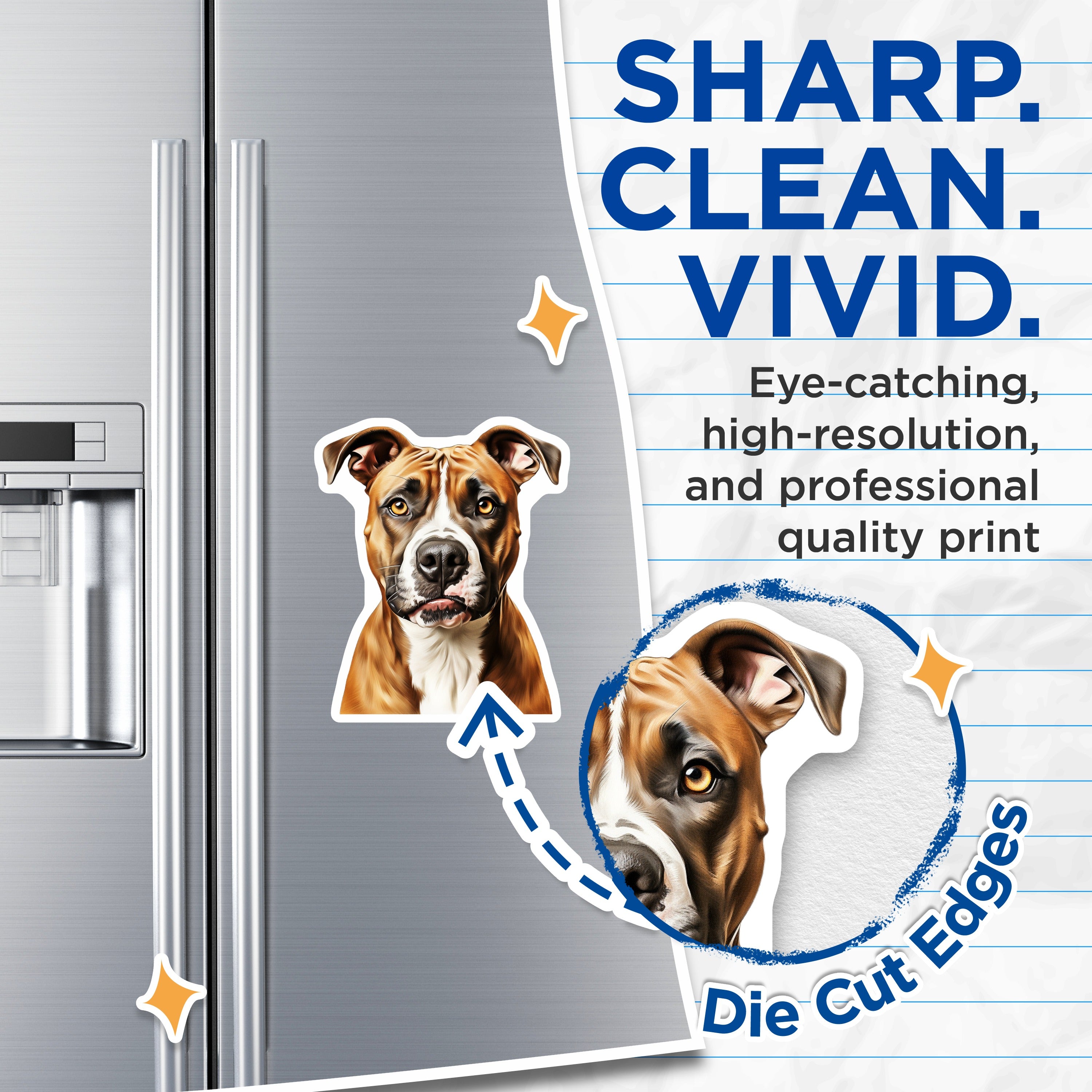 (2 Pack) Pit Bull Magnets - Realistic Dog Portrait - Bully Breed Art - Staffordshire Terrier - Pet Parent Decor - 5 Inches On Longest Side - Thick Durable Magnet - Made in USA - MAG38526